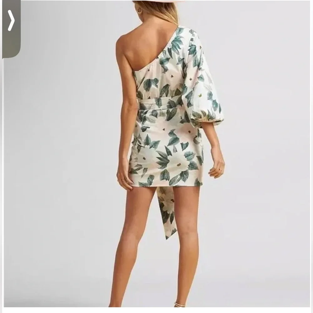 Billabong the Salty Blonde White and Green Leaf Print Mini Dress New beach chic - Picture 2 of 11